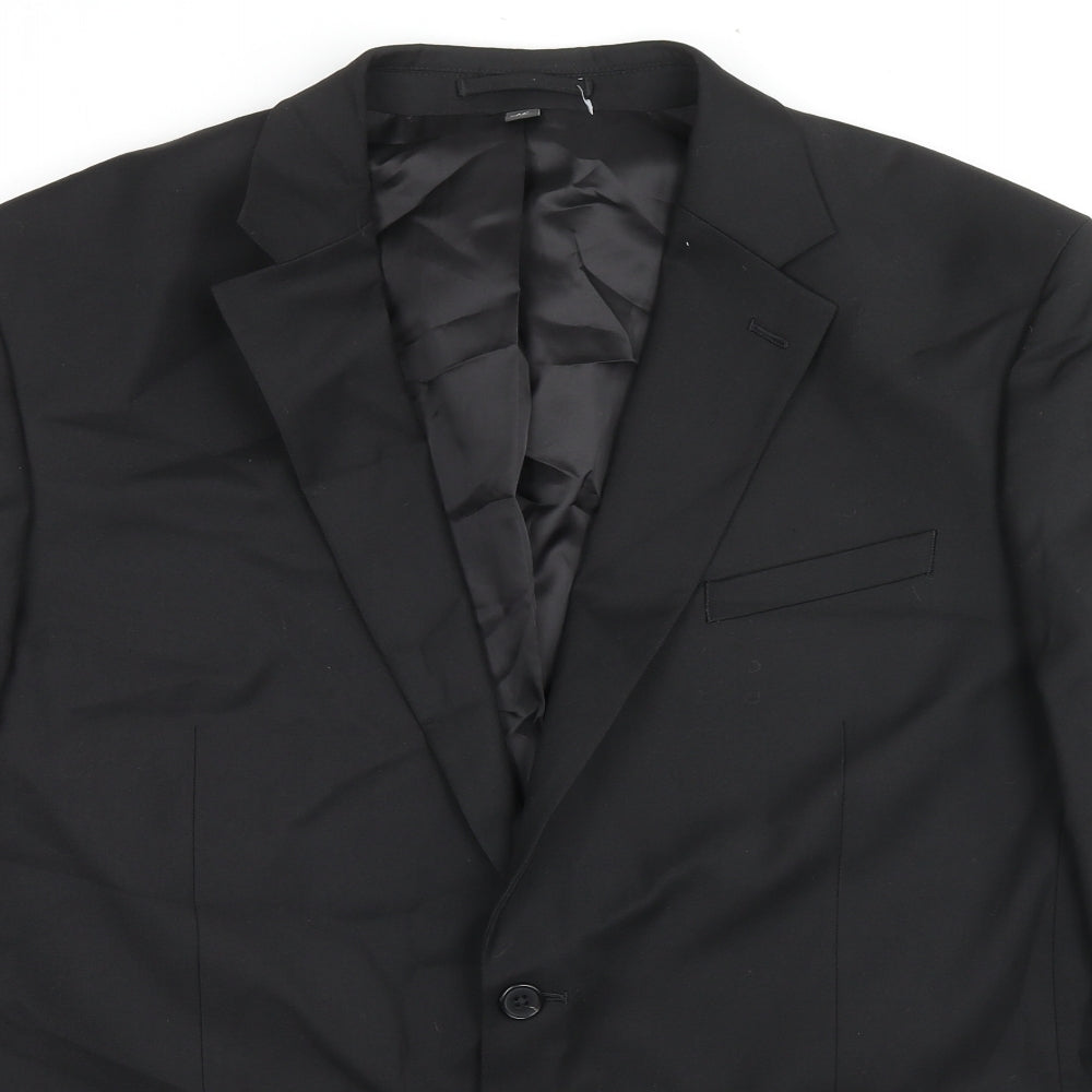 Marks and Spencer Mens Black Polyester Jacket Suit Jacket Size 44 Regular