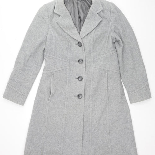 Marks and Spencer Womens Grey Overcoat Coat Size 10 Button