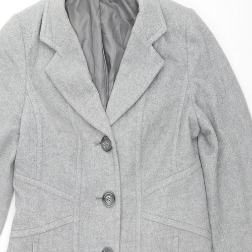 Marks and Spencer Womens Grey Overcoat Coat Size 10 Button