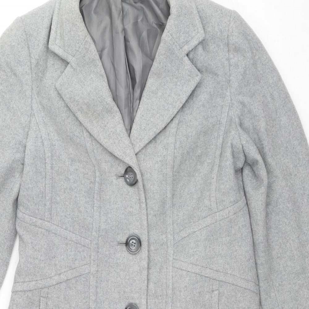 Marks and Spencer Womens Grey Overcoat Coat Size 10 Button