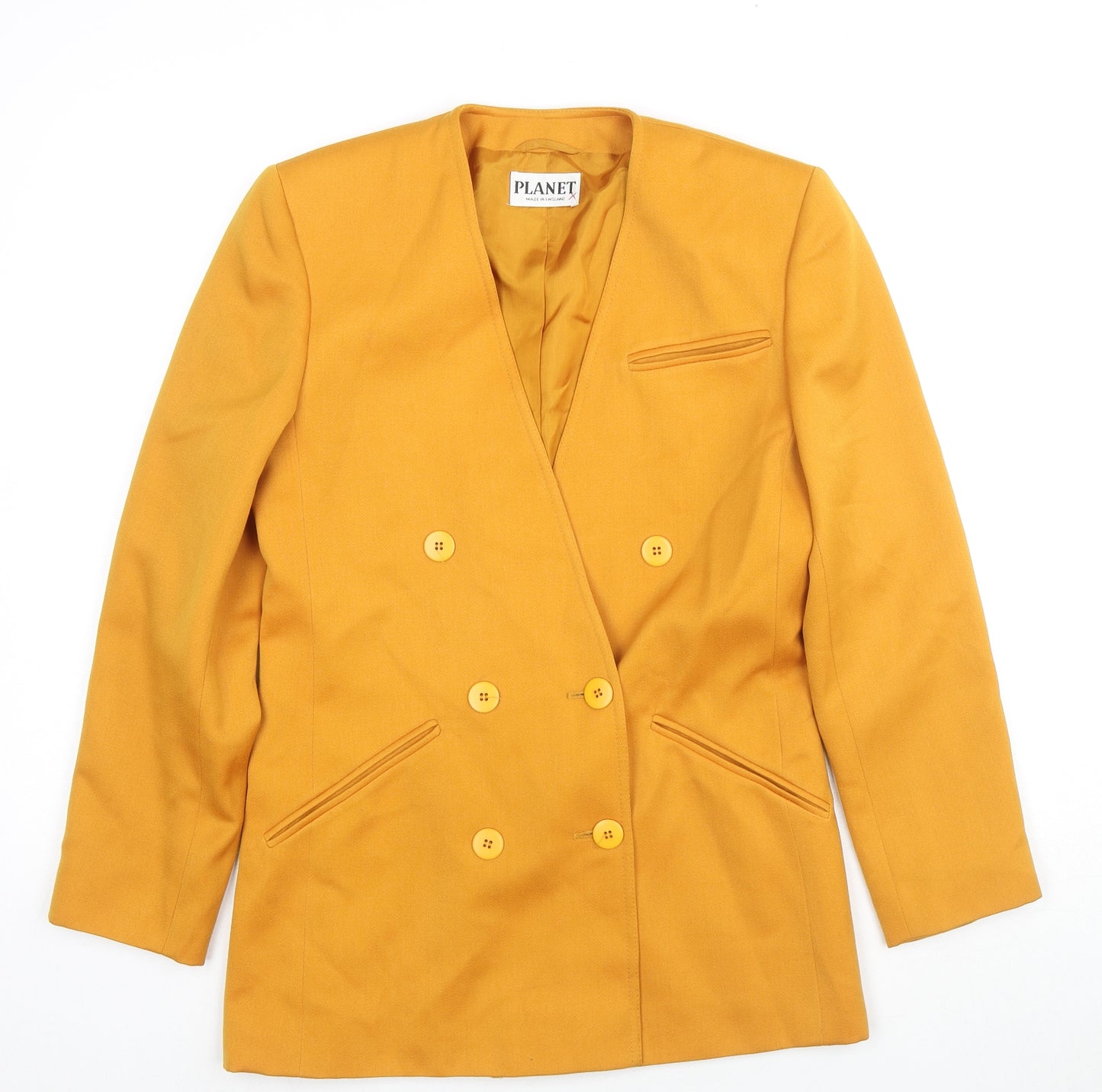Planet Womens Yellow Jacket Blazer Size 8 Button
