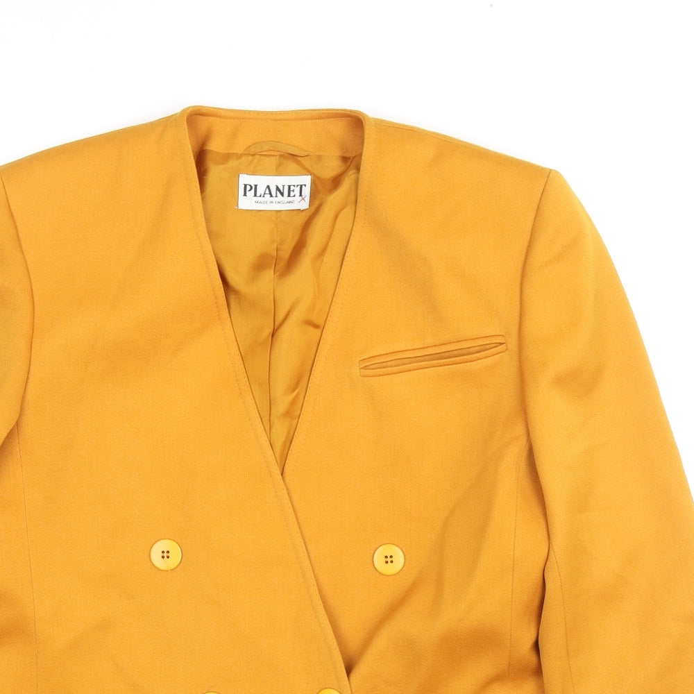 Planet Womens Yellow Jacket Blazer Size 8 Button