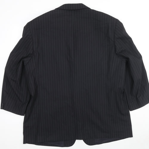 Smithy Mens Black Striped Wool Jacket Suit Jacket Size 48 Regular
