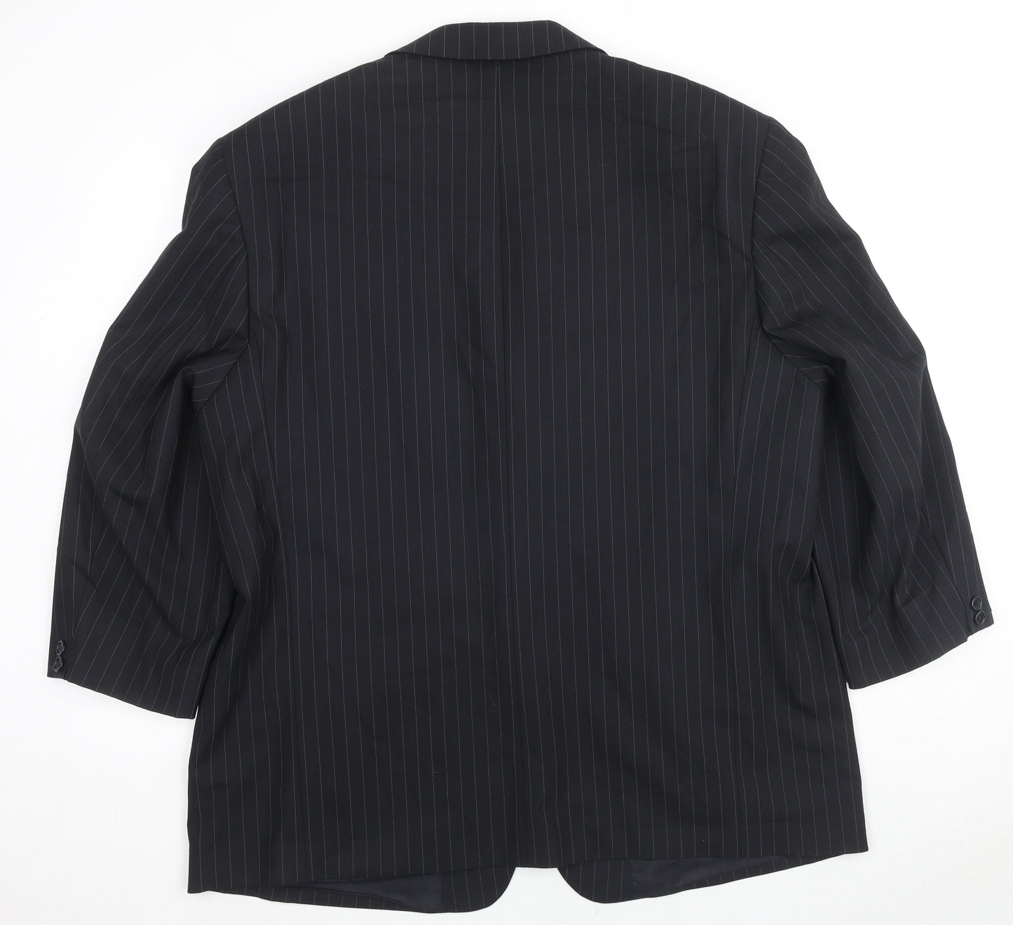Smithy Mens Black Striped Wool Jacket Suit Jacket Size 48 Regular