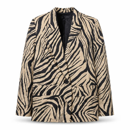 Zara Womens Beige Animal Print Jacket Blazer Size XS Button - Zebra Print