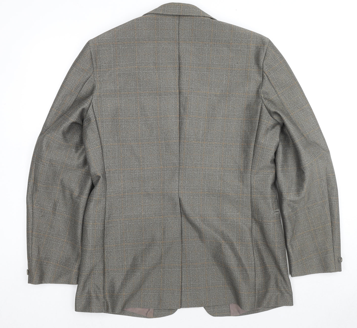 Terylene Mens Grey Check Polyester Jacket Suit Jacket Size 36 Regular