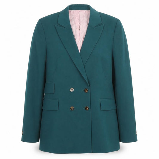 Front view of Topshop women’s blue polyester jacket blazer, size UK 12