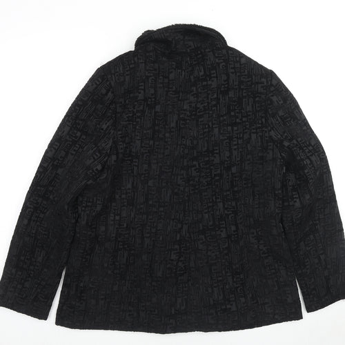 TIGI Womens Black Geometric Jacket Size 14 Button - Size 14-16