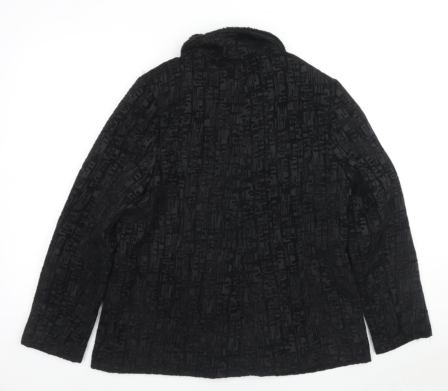 TIGI Womens Black Geometric Jacket Size 14 Button - Size 14-16