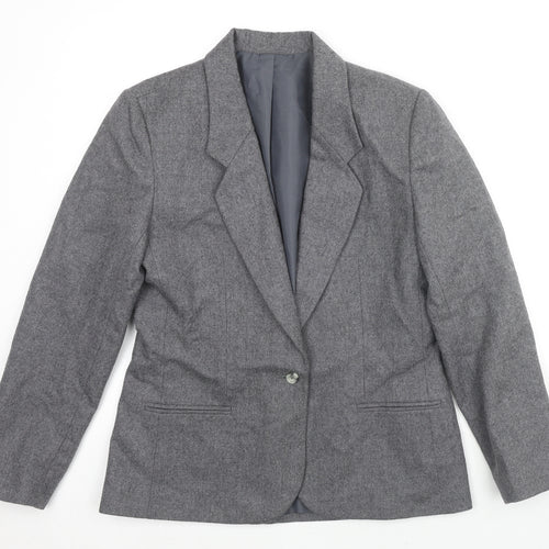 St Michael Womens Grey Wool Jacket Blazer Size 12