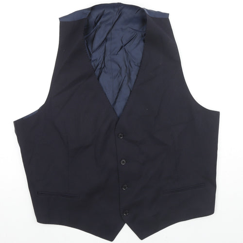 G.A. Mens Blue Wool Jacket Suit Waistcoat Size 48 Regular