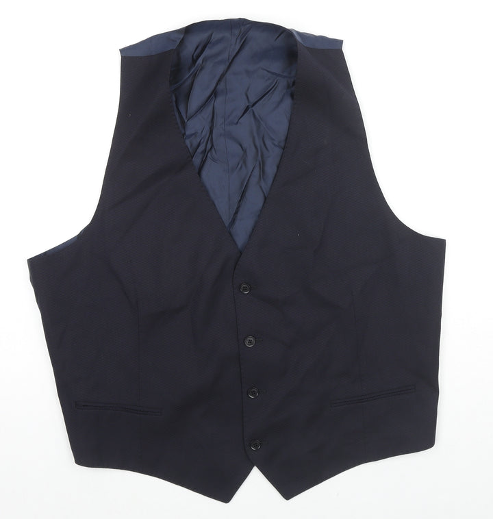 G.A. Mens Blue Wool Jacket Suit Waistcoat Size 48 Regular