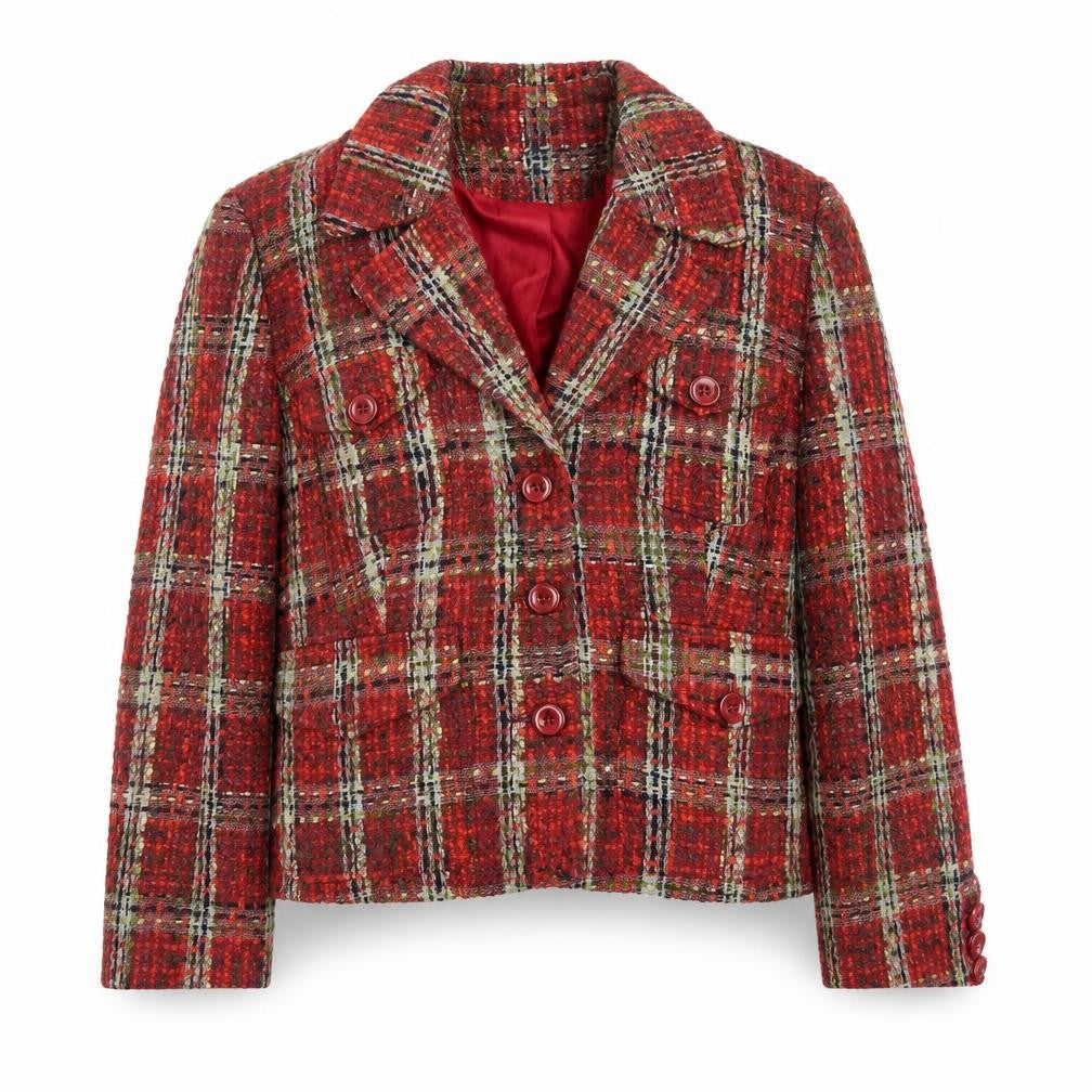 Just B Womens Red Geometric Jacket Size 16 Button
