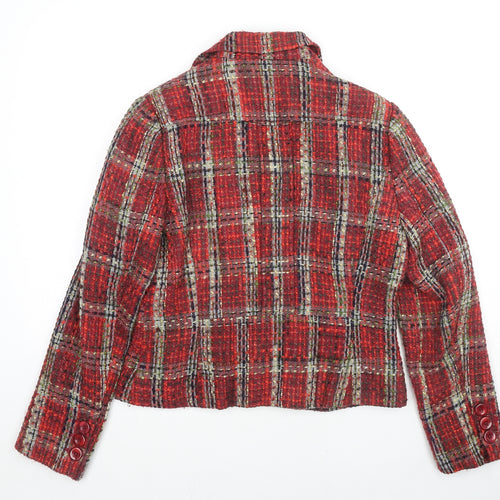 Just B Womens Red Geometric Jacket Size 16 Button