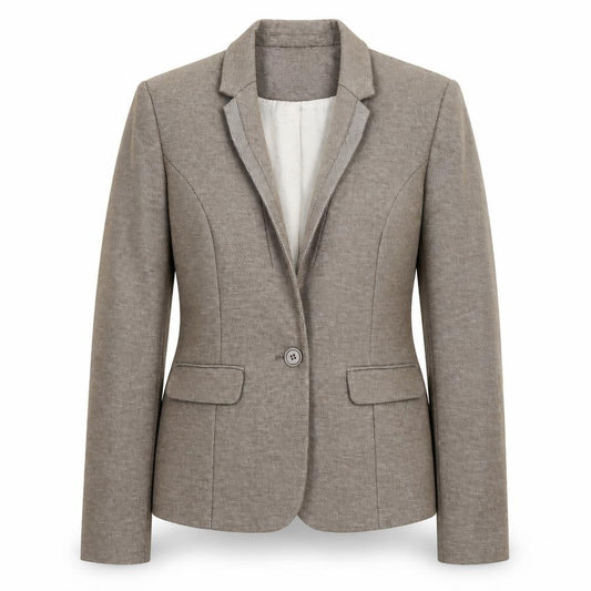 Front view of Next women’s brown polyester jacket blazer, size UK 10