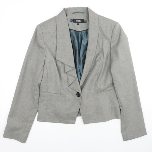 Marks and Spencer Womens Grey Polyester Jacket Blazer Size 12