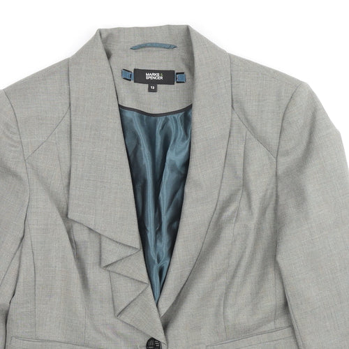 Marks and Spencer Womens Grey Polyester Jacket Blazer Size 12