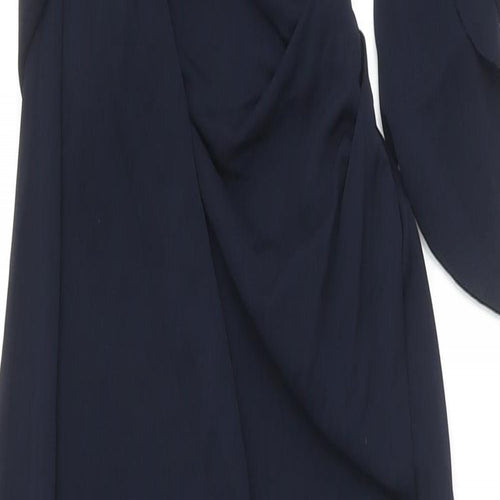 Zara Womens Blue Viscose Bodycon Size M One Shoulder Buckle