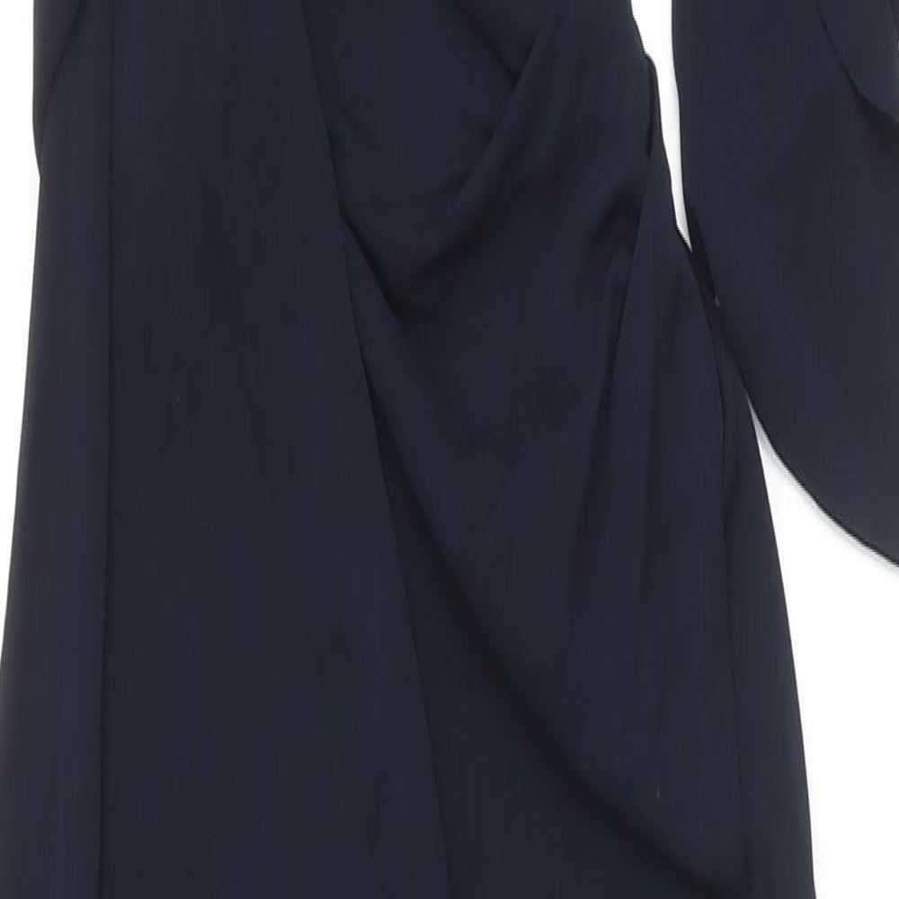 Zara Womens Blue Viscose Bodycon Size M One Shoulder Buckle