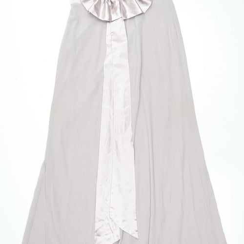 TFNC Womens Beige Polyester Ball Gown Size 12 Boat Neck Zip