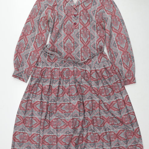 Viloft Womens Multicoloured Fair Isle Polyester A-Line Size 10 Collared Button