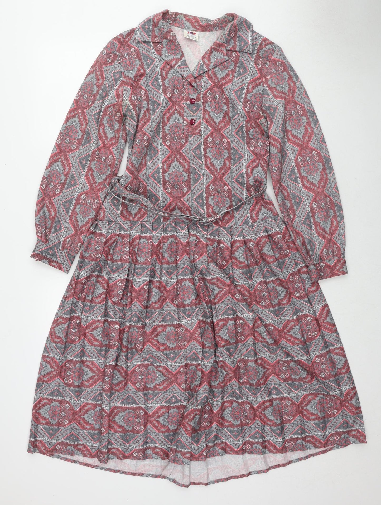 Viloft Womens Multicoloured Fair Isle Polyester A-Line Size 10 Collared Button