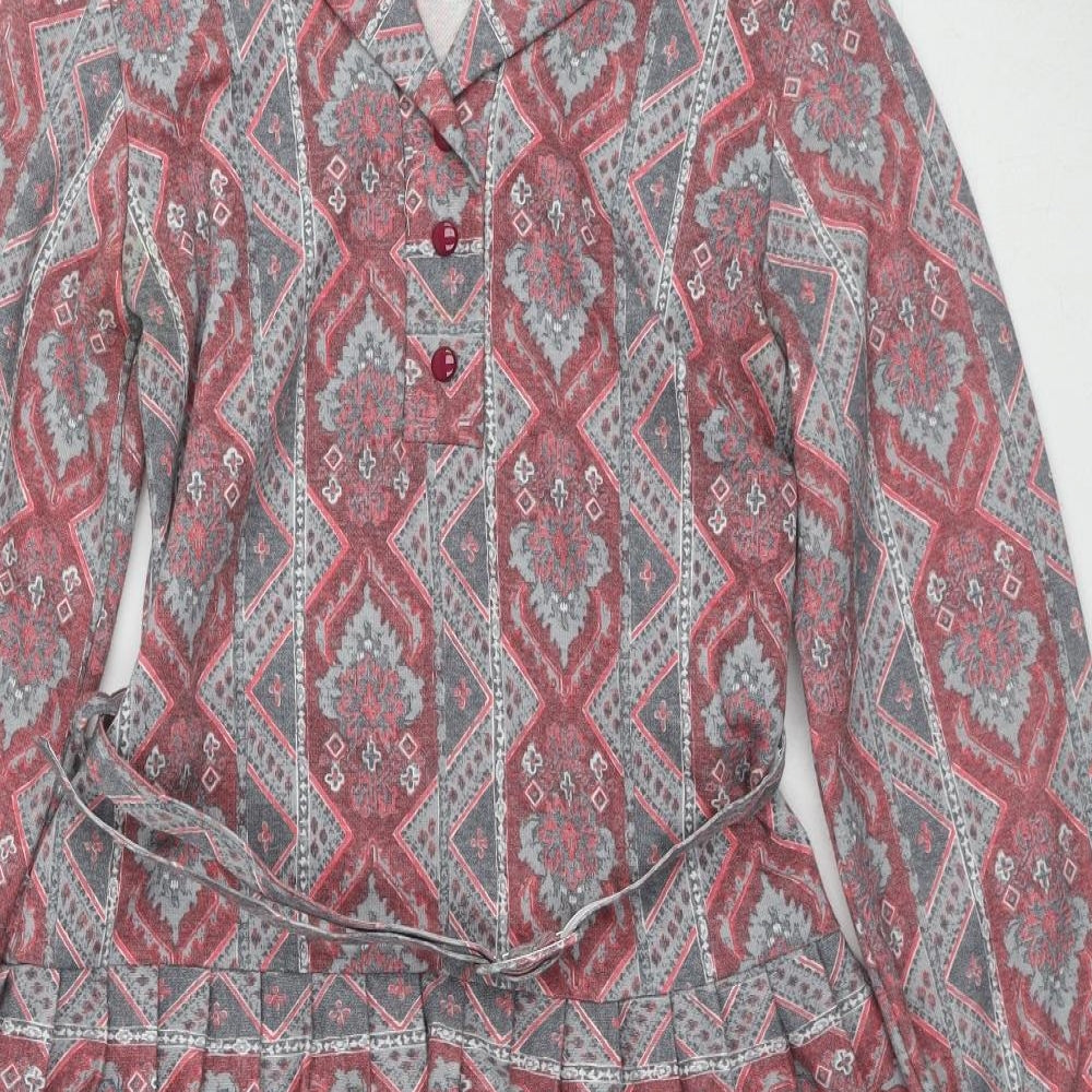 Viloft Womens Multicoloured Fair Isle Polyester A-Line Size 10 Collared Button