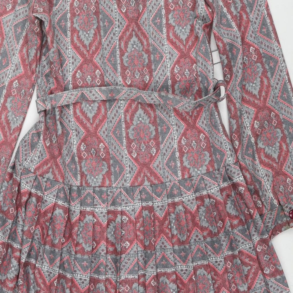 Viloft Womens Multicoloured Fair Isle Polyester A-Line Size 10 Collared Button