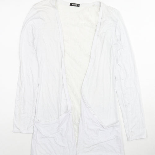 Decoy Womens White V-Neck Viscose Cardigan Jumper Size S - Size S-M