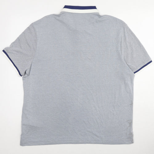 Marks and Spencer Mens Blue Geometric Modal Polo Size XL Collared Button