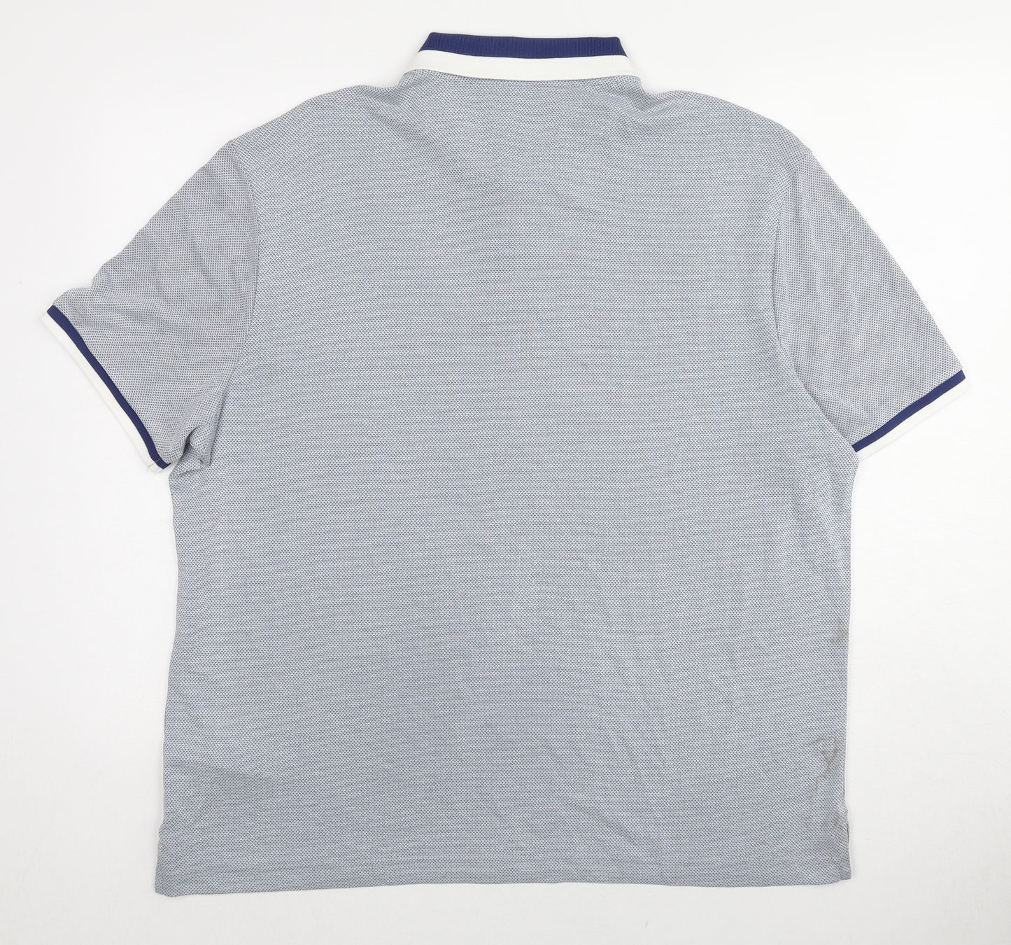 Marks and Spencer Mens Blue Geometric Modal Polo Size XL Collared Button