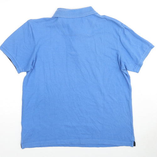 Timberland Mens Blue Cotton Polo Size XL Collared Button