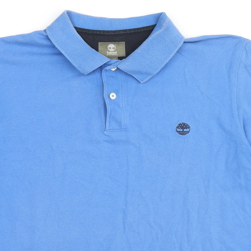 Timberland Mens Blue Cotton Polo Size XL Collared Button