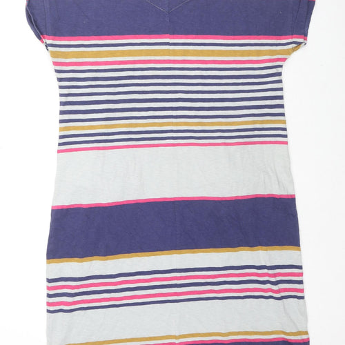 White Stuff Womens Multicoloured Striped Cotton T-Shirt Dress Size 14 Round Neck Pullover