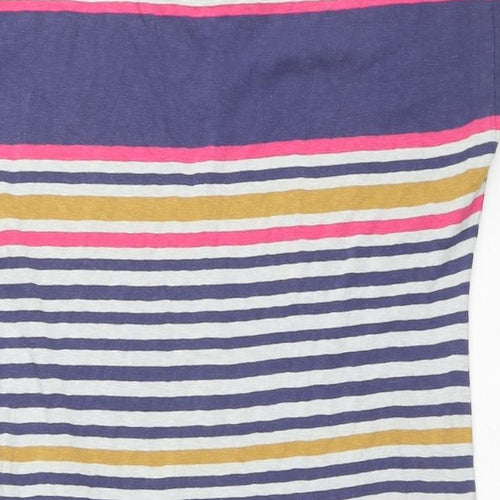 White Stuff Womens Multicoloured Striped Cotton T-Shirt Dress Size 14 Round Neck Pullover
