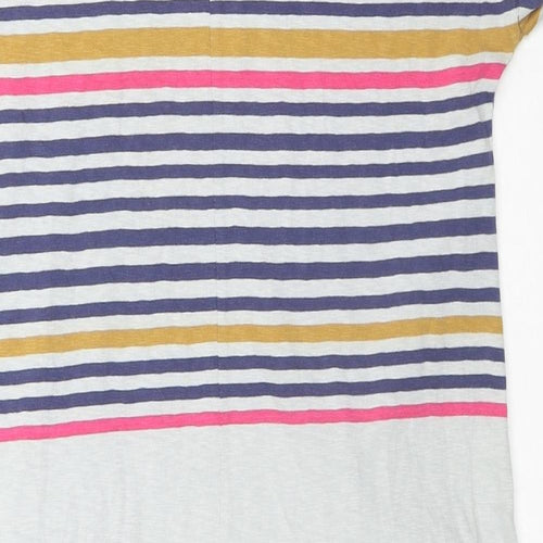 White Stuff Womens Multicoloured Striped Cotton T-Shirt Dress Size 14 Round Neck Pullover