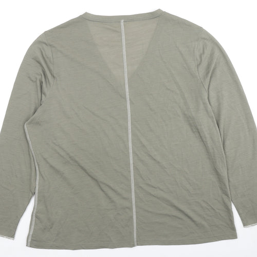 Per Una Womens Green Polyester Basic T-Shirt Size 20 V-Neck - Stitching Detail