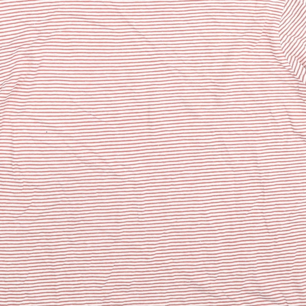 Marks and Spencer Womens Red Striped Modal Basic T-Shirt Size 8 Round Neck