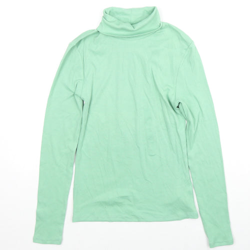 Marks and Spencer Womens Green Roll Neck Cotton Pullover Jumper Size 8