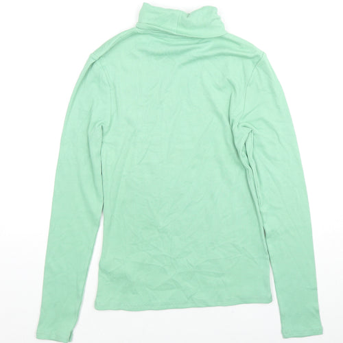 Marks and Spencer Womens Green Roll Neck Cotton Pullover Jumper Size 8
