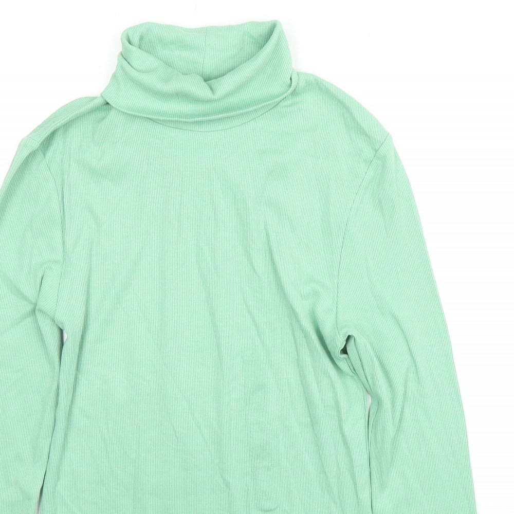 Marks and Spencer Womens Green Roll Neck Cotton Pullover Jumper Size 8