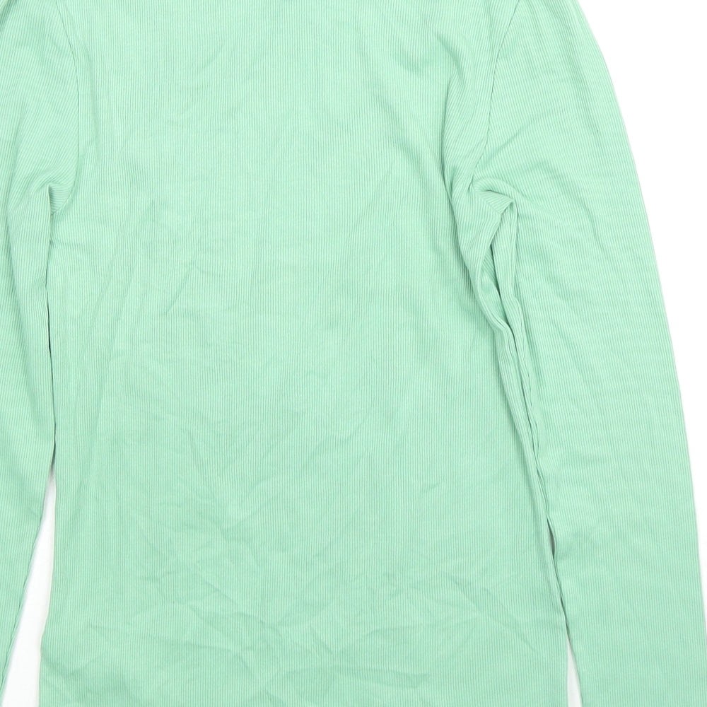Marks and Spencer Womens Green Roll Neck Cotton Pullover Jumper Size 8
