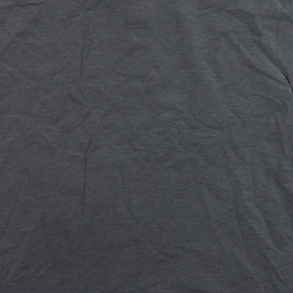Marks and Spencer Mens Grey Cotton Polo Size L Collared Button