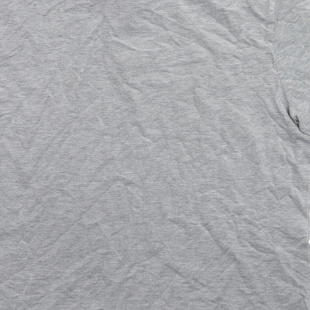 Marks and Spencer Mens Grey Cotton Polo Size L Collared Button