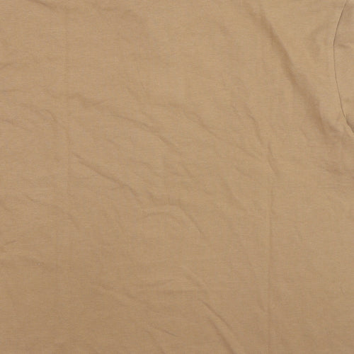 Marks and Spencer Mens Brown Cotton Polo Size L Collared Button