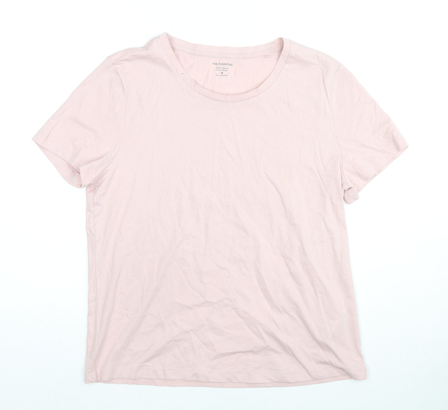 Marks and Spencer Womens Pink Cotton Basic T-Shirt Size 10 Round Neck