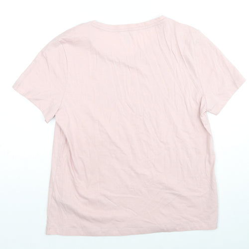 Marks and Spencer Womens Pink Cotton Basic T-Shirt Size 10 Round Neck