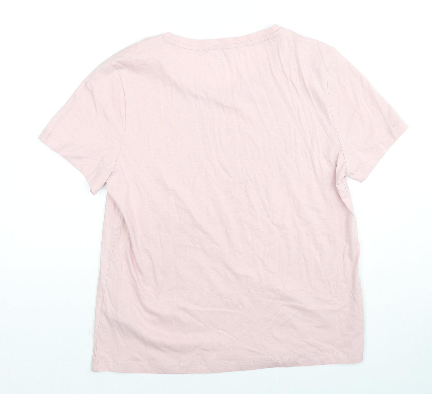 Marks and Spencer Womens Pink Cotton Basic T-Shirt Size 10 Round Neck