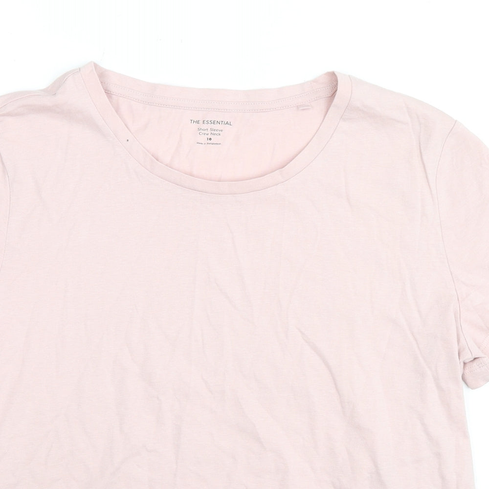 Marks and Spencer Womens Pink Cotton Basic T-Shirt Size 10 Round Neck