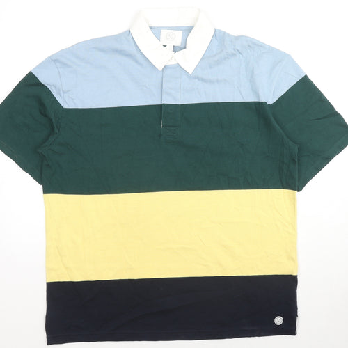 Marks and Spencer Mens Multicoloured Colourblock Cotton Polo Size M Collared Pullover